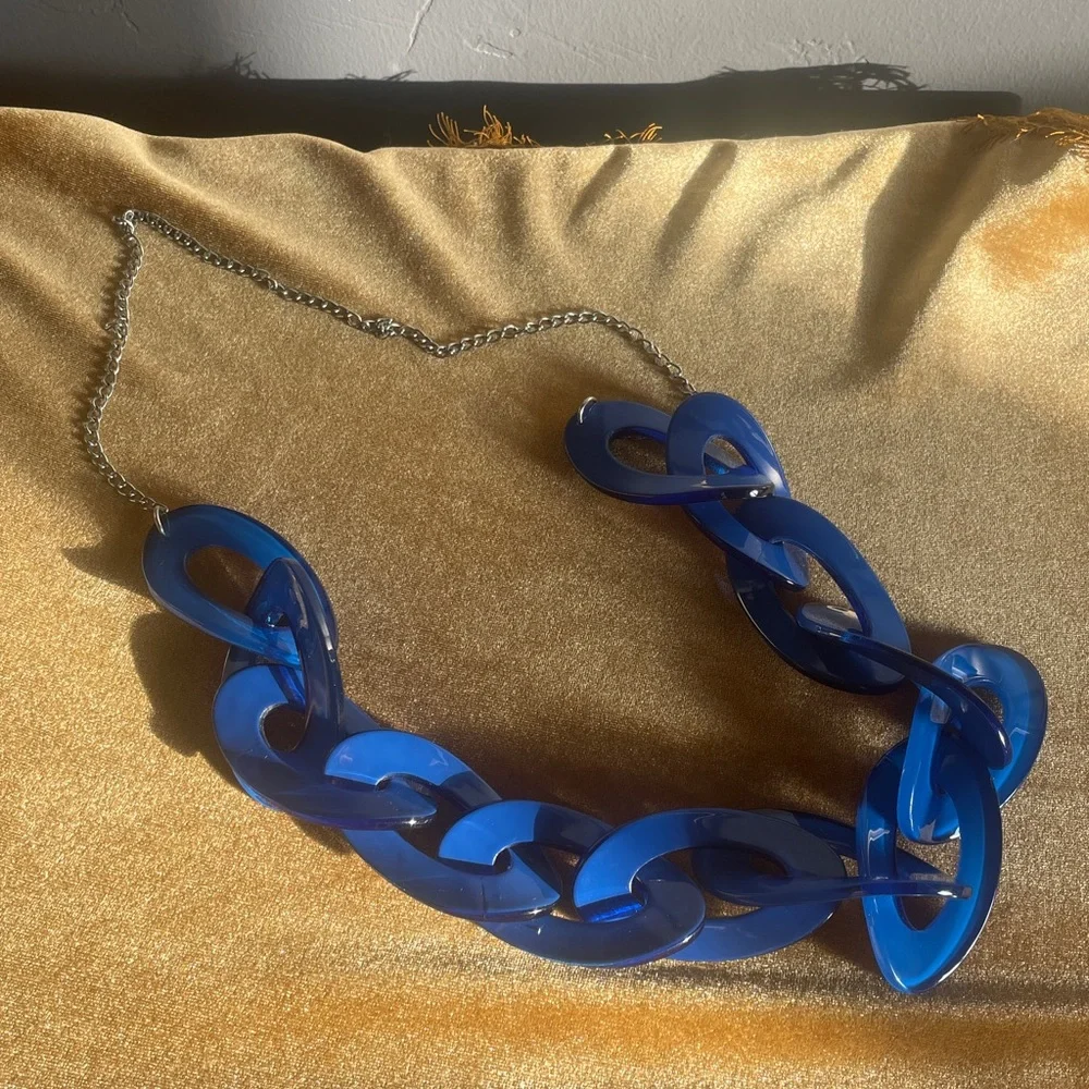 Cobalt‎ Blue Acrylic Chain Link Necklace